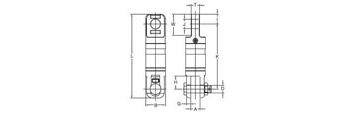 OU型鋼絲繩應力釋放器結(jié)構(gòu)尺寸圖片
