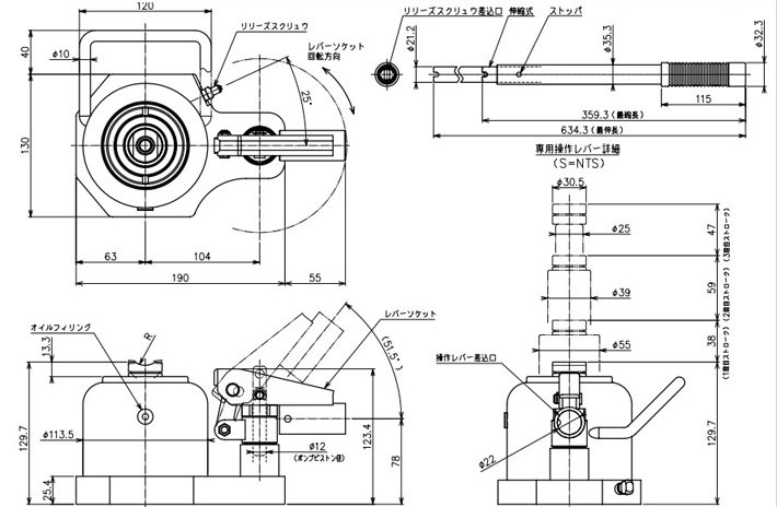 ED-30TS3三節迷你型千斤頂結構尺寸圖片 ED-30TS3三節迷你型千斤頂結構尺寸圖片