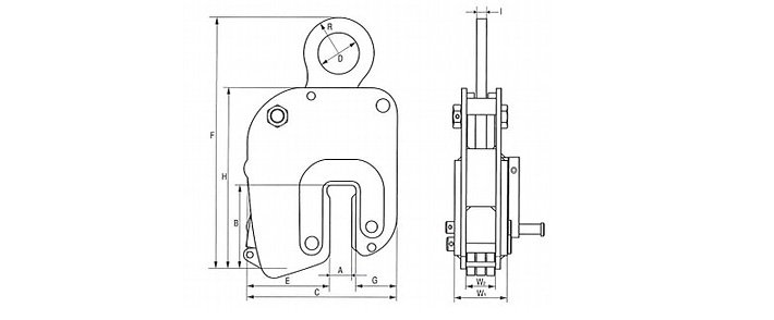 NNE型鷹牌無傷鋼板鉗結(jié)構(gòu)尺寸圖片