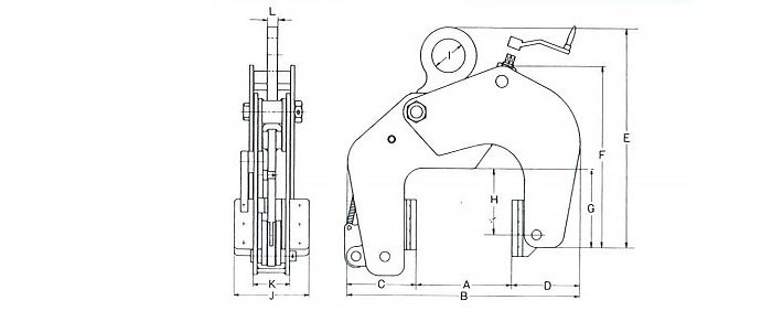 鷹牌ECAR型PC板用無傷夾鉗結構尺寸圖片