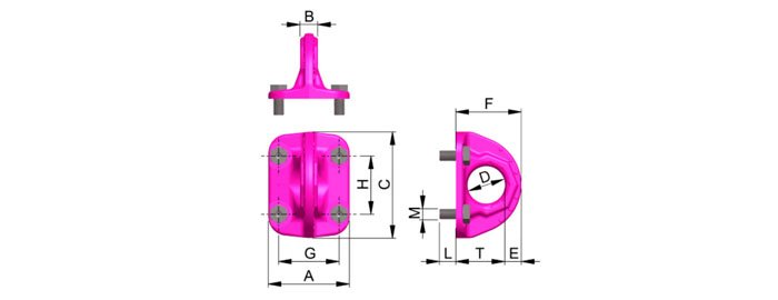 B-ABA型路德螺栓型吊點尺寸圖 B-ABA型路德螺栓型吊點尺寸圖