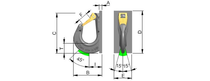 路德VCGH-S型焊接型吊鉤尺寸圖 路德VCGH-S型焊接型吊鉤尺寸圖
