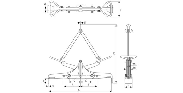 UGA型混凝土制品夾鉗尺寸圖 UGA型混凝土制品夾鉗尺寸圖