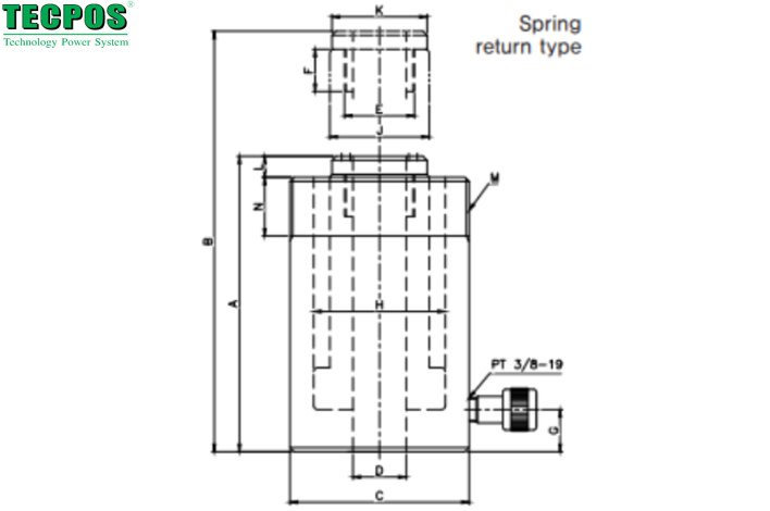 TECPOS TCH中空分離式千斤頂尺寸圖 TECPOS TCH中空分離式千斤頂尺寸圖