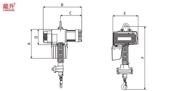 D3手持式環鏈智能提升機尺寸圖 D3手持式環鏈智能提升機尺寸圖